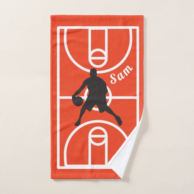 Toalha De Mão Jogador de Basquete Personalizado Vermelho (Toalha de mão)
