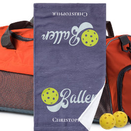 Toalha De Mão Jogador de Pickleball Engraçado Monograma