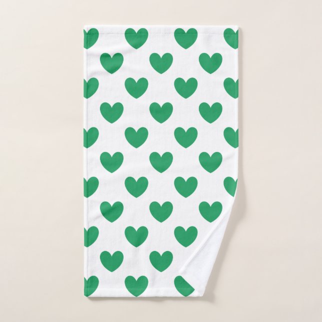 Toalha De Mão Kelly Green Polka Hearts em branco (Toalha de mão)