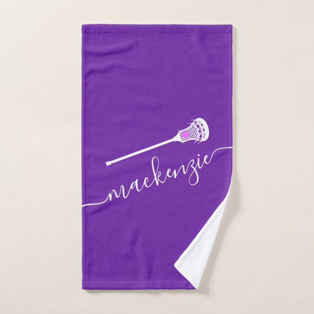 Toalha De Mão Lacrosse Purple Personalised Name (Toalha de mão)