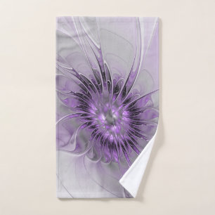 Toalha De Mão Lavanda Flor Sonho Moderno Abstrato de Arte Fracta