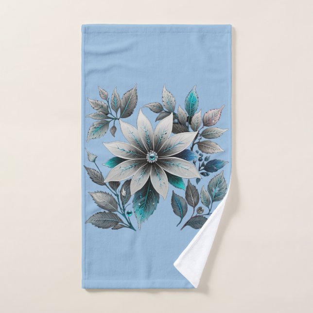 Toalha De Mão lindas flores e folhas de gelo (Toalha de mão)