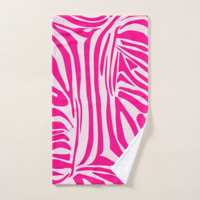 Toalha De Mão Listras de zebra rosa (Toalha de mão)