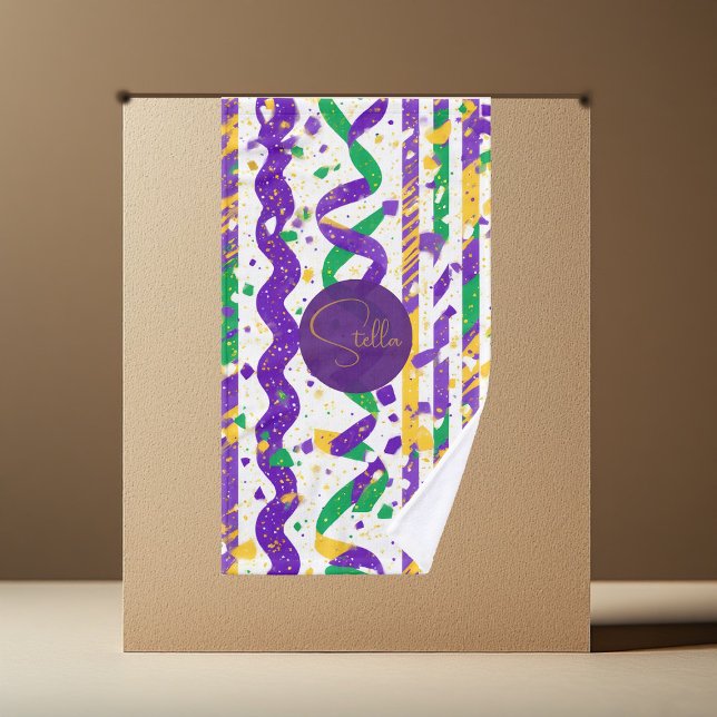 Toalha De Mão Luxe Mardi Gras Purple Gold Green Stripes Confetti (Luxe Mardi Gras Purple Gold Green Stripes Confetti Hand Towel)