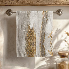 Toalha De Mão Luxury Marble Dourada Traça branca e cinza
