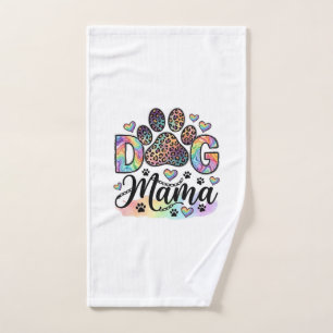 Toalha De Mão Mamãe Cachorro Pata Leopardo Arco-íris Aquarela Co