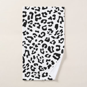 Toalha De Mão Manchas de leopardo preto e branco feminino