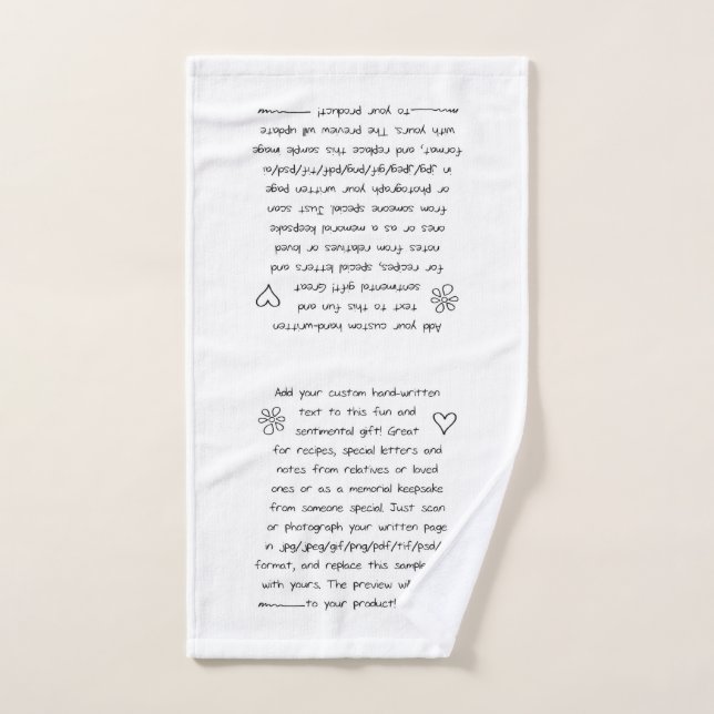 Toalha De Mão Manuscrito Personalizado (Toalha de mão)