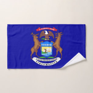 Toalha De Mão Mão Towel com bandeira do Estado de Michigan, EUA