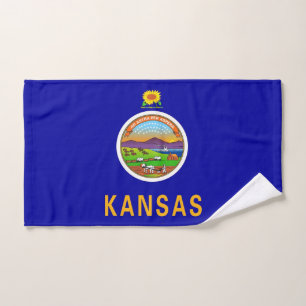 Toalha De Mão Mão Towel com bandeira do Estado do Kansas, EUA