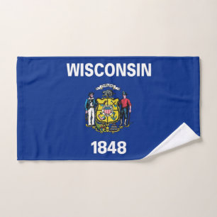 Toalha De Mão Mão Towel com Flag of Wisconsin State, EUA