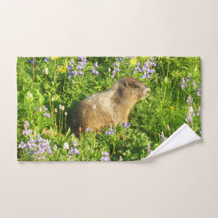 Toalha De Mão Marmot no Monte Rainier Wildflower