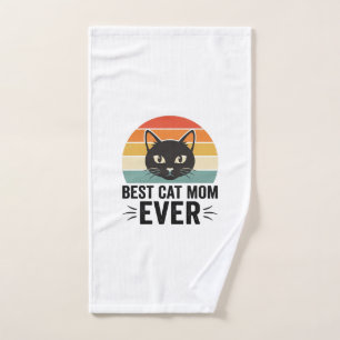 Toalha De Mão Melhor Mãe de Gato de Todos os Tempos Design Retro