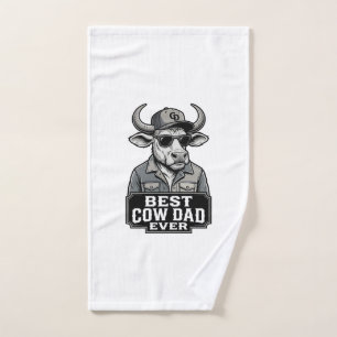 Toalha De Mão Melhor Pai Vaca de Todos os Tempos Design de Gravu