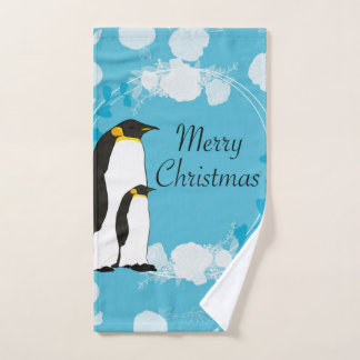 Toalha De Mão merry christmas, christmas,penguin,flowers