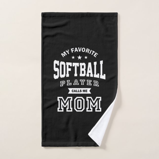 Toalha De Mão Meu Jogador De Softball Favorito Me Chama Mãe (Toalha de mão)