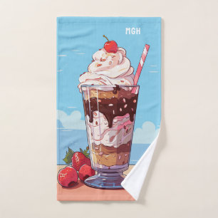 Toalha De Mão Milkshake de Sorvete Monograma Personalizado
