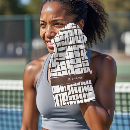 Toalha De Mão Minimalist Brown Linework Personalized | Dink Well