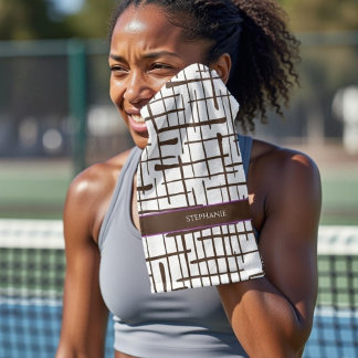 Toalha De Mão Minimalist Brown Linework Personalized | Dink Well