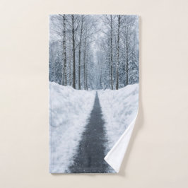 Toalha De Mão Misty Winter Forest Path Winter Landscape