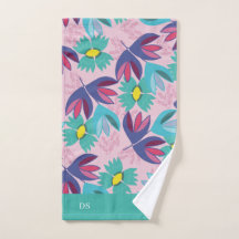 monograma feminino moderno rosa floral personaliza