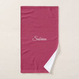 Toalha De Mão Monograma minimalista rosa cereja