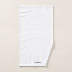 Toalha De Mão Monograma Moderno Minimalista Elegante Branco Scri