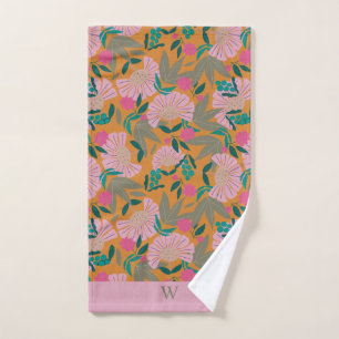 Toalha De Mão Monograma personalizado elegante floral bonito e s