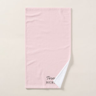 Toalha De Mão Monograma Rosa Bege Minimalista Moderno Feminino