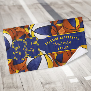 Toalha De Mão Muitas bolas de basquete nome de atleta personaliz