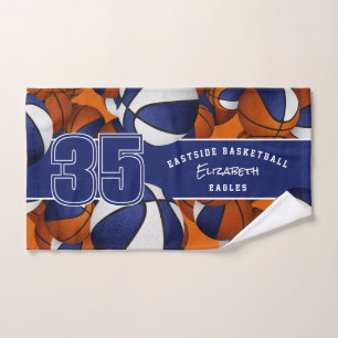 Toalha De Mão Muitas bolas de basquete nome do time esportivo pe