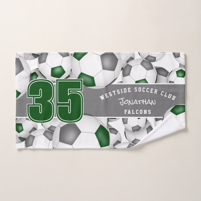 Toalha De Mão Muitas cinzas verdes colam bolas de futebol (Toalha de mão)