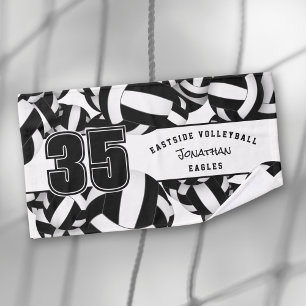 Toalha De Mão Muitas volebolas de atleta chamam branco preto