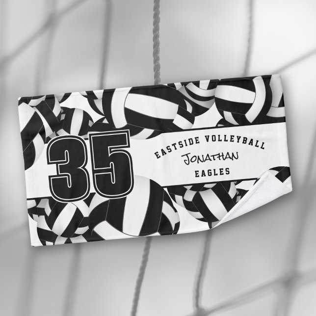 Toalha De Mão Muitas volebolas de atleta chamam branco preto (Criador carregado)