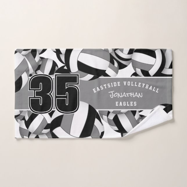 Toalha De Mão Muitas volebolas de atleta dão cinzas pretas (Toalha de mão)