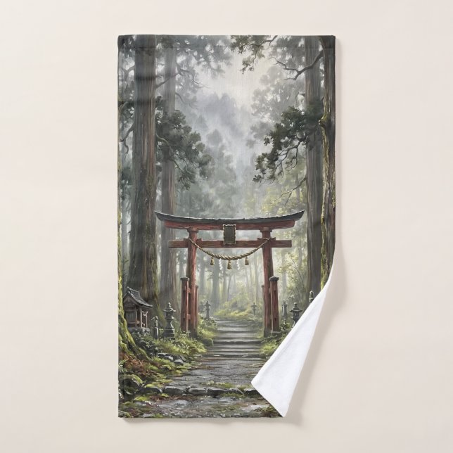 Toalha De Mão Mystical forest and torii gate that symbolizes it (Toalha de mão)