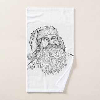Toalha De Mão Natal Artesanal: Retrato de Papai Noel Pontilhado 