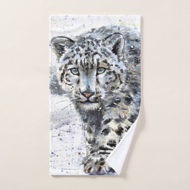 Toalha De Mão Neve Leopardo Watercolor (Toalha de mão)