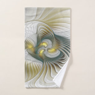Toalha De Mão Nobre Ouro Teal Abstrato Fantasy Arte Fractal