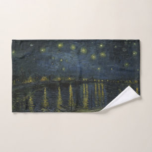 Toalha De Mão Noite Estrelada sobre o Ródano, pintura a óleo Van
