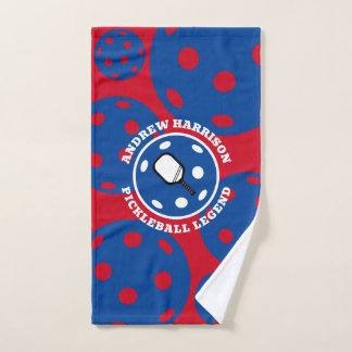 Toalha De Mão Nome da Legenda do Pickleball Personalizado Azul