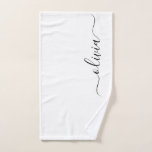 Toalha De Mão Nome do Monograma Girly de Script Moderno Branco N<br><div class="desc">Toalhas do banheiro com o Monograma Simples Preto e Branco. Isto faz o doce e perfeito aniversário de 16 anos,  casamento,  chá de panela,  aniversário,  chá de fraldas ou festa de solteira presente para alguém que ama luxo de luxo e estilos quíticos.</div>