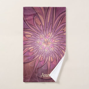 Toalha De Mão Nome Floral Fractal de Frutas Modernas Abstratas