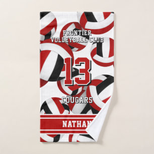 Toalha De Mão Nome personalizado cores da seleção de vôlei preto
