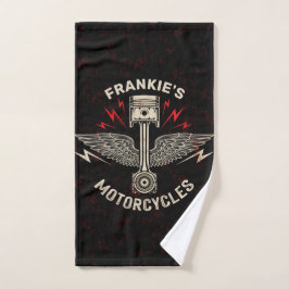 Toalha De Mão Nome Personalizado Motorcycle Piston Wings Biker G