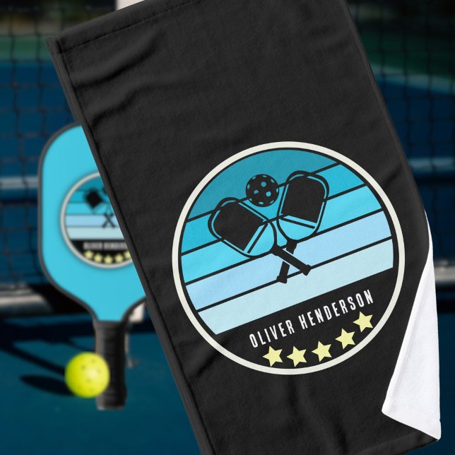 Toalha De Mão Nome Pessoal Pasta Azul-Pickleball Preto (Criador carregado)