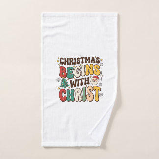 Toalha De Mão O Natal Começa Com Cristo Design de Árvore de Nata