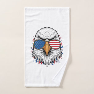 Toalha De Mão Óculos de Sol Águia Patriótica Camisa Vintage Veto