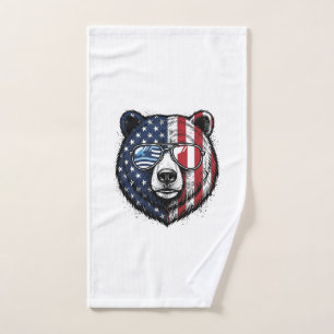 Toalha De Mão Óculos de Sol do Urso Patriota Camisa Vector Vinta