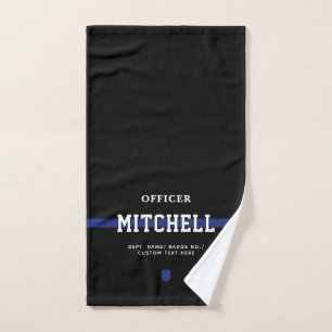 Toalha De Mão Oficial de Polícia Personalizado Linha Azul Fino